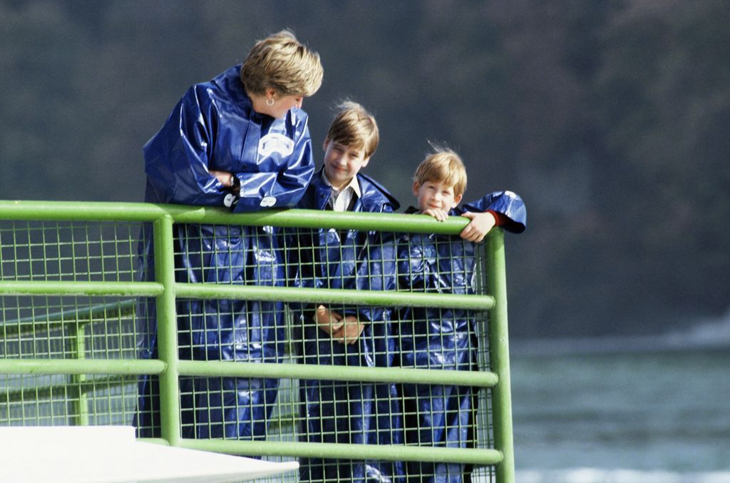 Diana, William and Harry visiting Niagara Falls in Ontario, Canada in 1991