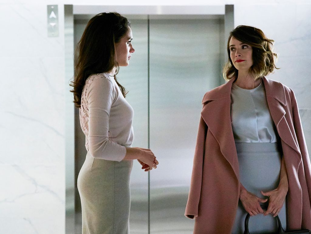 Meghan as Rachel Zane and Abigail as Dana Scott in Suits