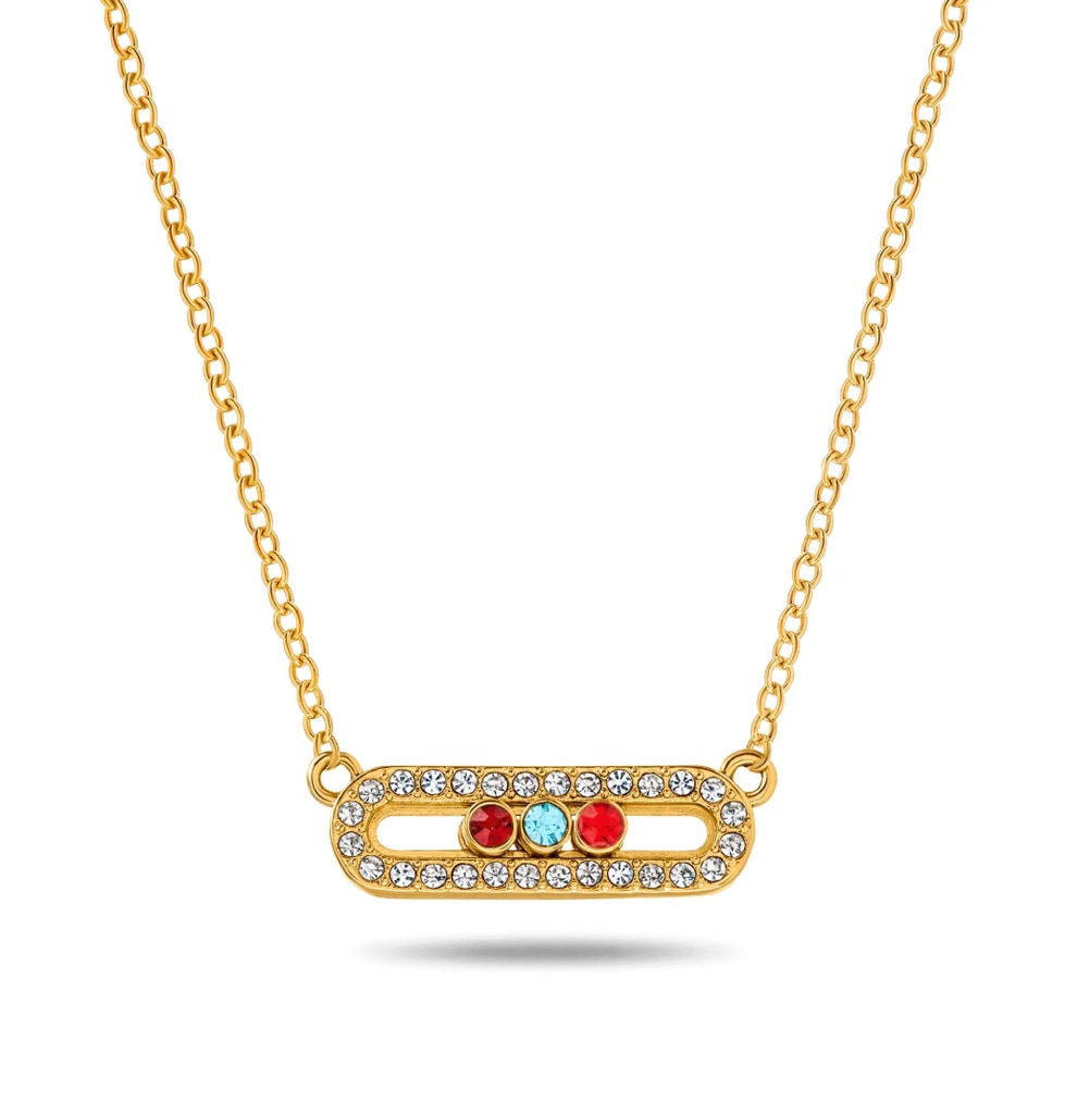 Birthstone Kinetic Pavé Necklace (Gold)