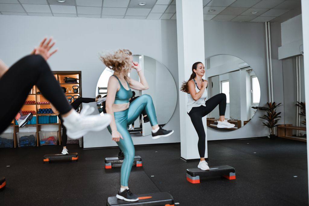 Female Athletes doing Stepper HIIT Training