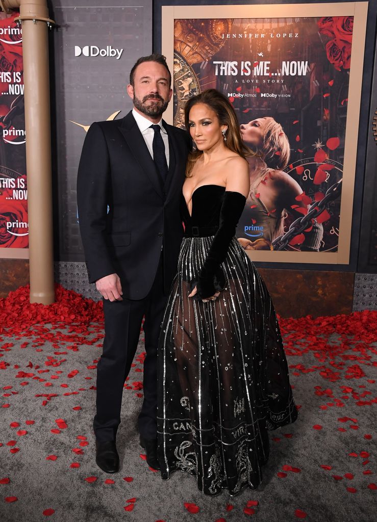 Ben Affleck, Jennifer Lopez arrives at the Los Angeles Premiere Of Amazon MGM Studios "This Is Me...Now: A Love Story" at Dolby Theatre on February 13, 2024 in Hollywood, California. (Photo by Steve Granitz/FilmMagic)