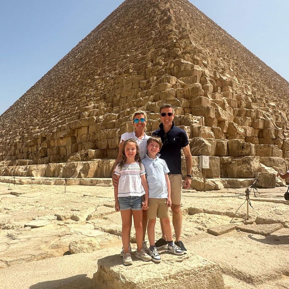 Anton du Beke with his wife and children in Egypt