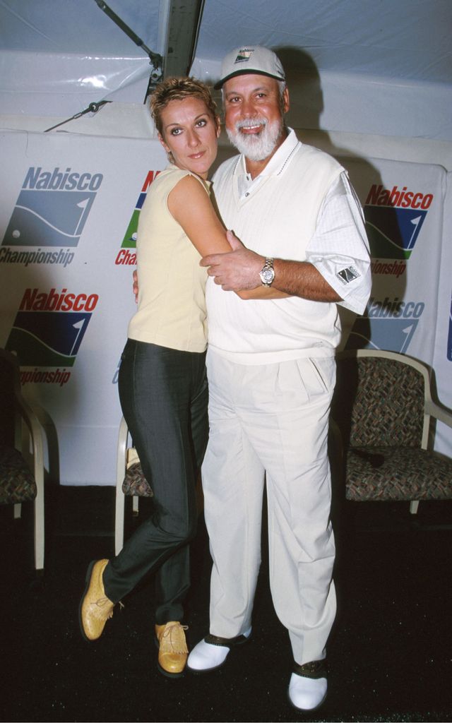Celine and René, seen here at a 2000 golf tournament in California, loved golfing together