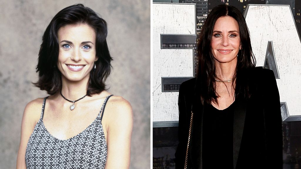 Geteiltes Bild von Courteney Cox 1994 vs. 2024