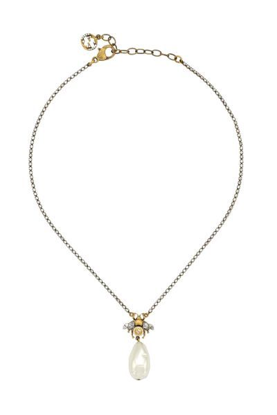 gucci pearl bee necklace
