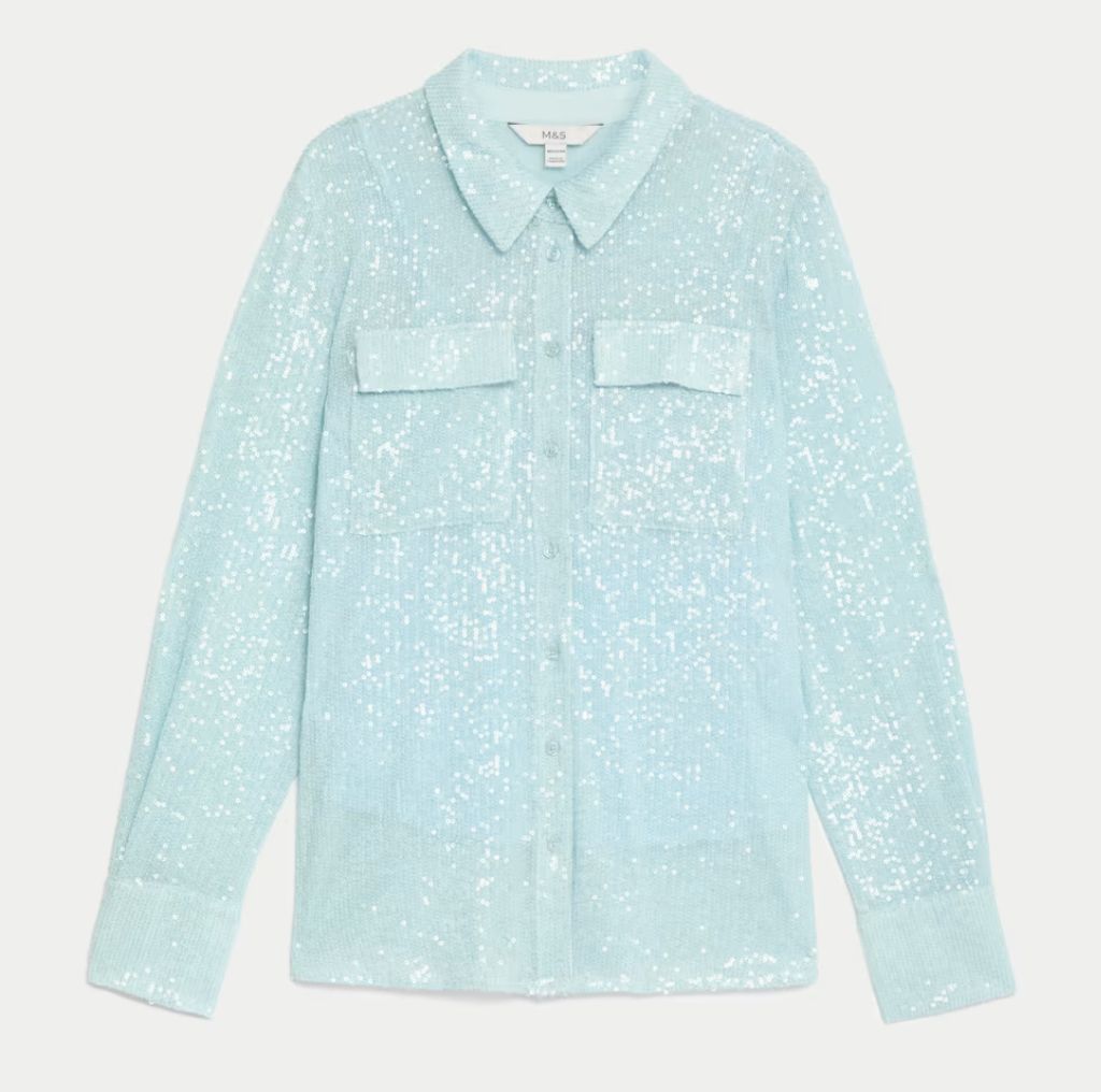 M&S Collection Sequin Collared Shirt