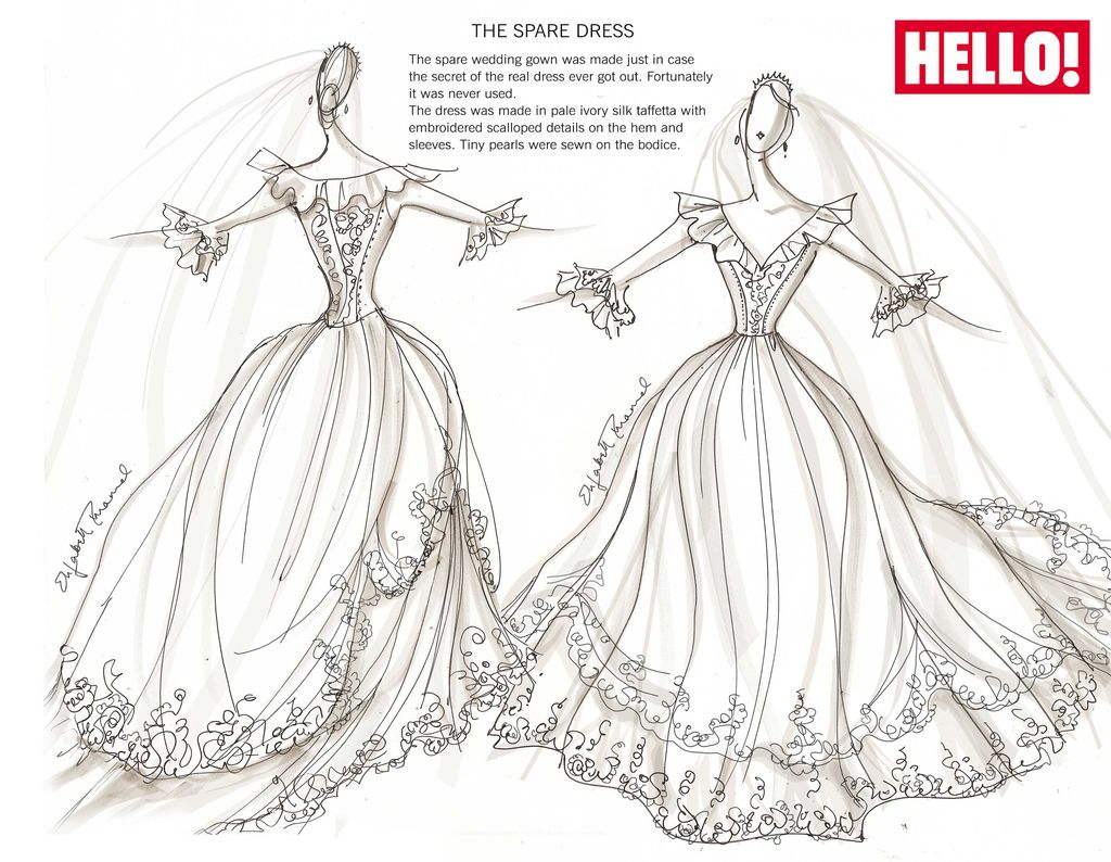 A sketch of Princess Diana's spare wedding dress