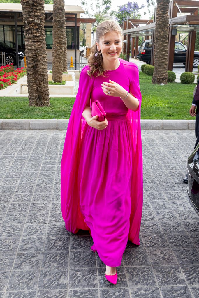 Princess Elisabeth wore a fuchsia cape gown by Essentiel Antwerp