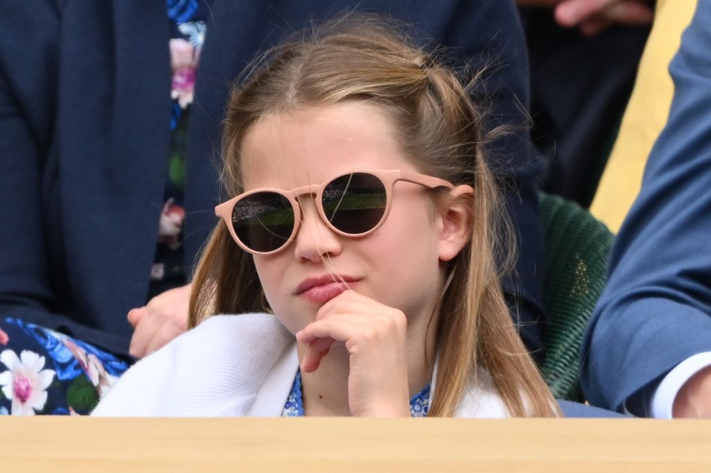 Princess Charlotte watching Wimbledon in pink sunglasses