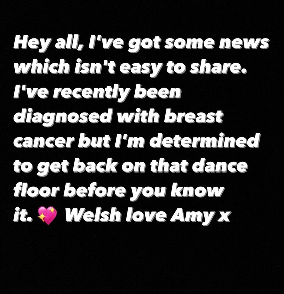 Amy Dowden's emotional message announcing her breast cancer diagnosis