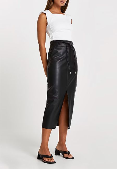 river island leather skirt