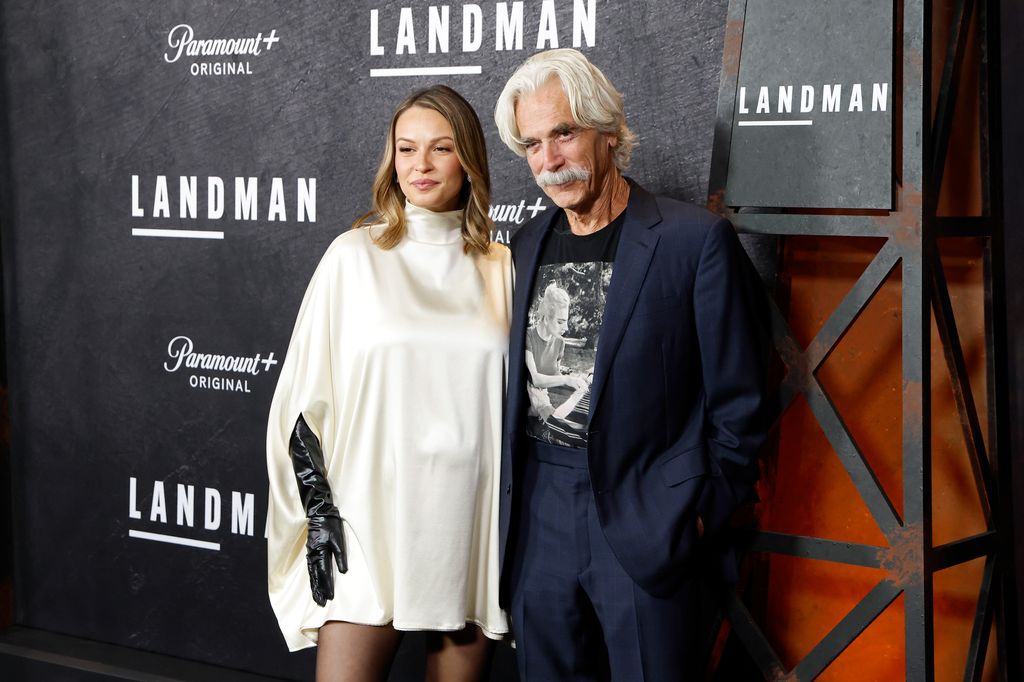 Kayla Wallace and Sam Elliott attend the Season 2 premiere of "Landman" at Alice Tully Hall, Lincoln Center on November 11, 2025 in New York City