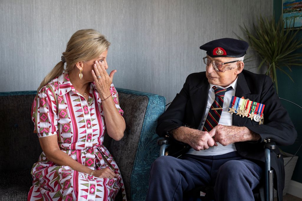 Sophie appeared emotional during her meeting with war veteran