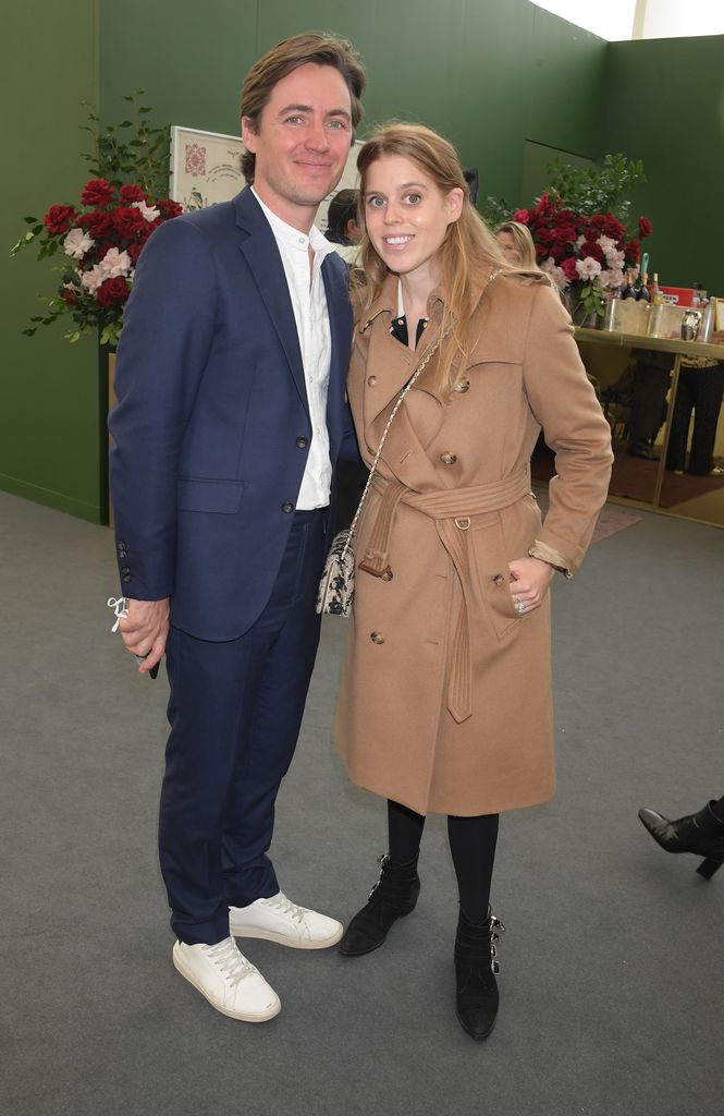 Edoardo Mapelli Mozzi and Princess Beatrice of York attend Ned's Club Lounge at Frieze London Art Fair at Regent's Park on October 13, 2021 in London, England. (Photo by David M. Benett/Dave Benett/Getty Images for Ned's Club)