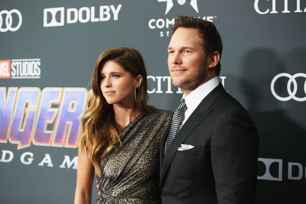 Katherine Schwarzenegger and Chris Pratt on the red carpet posing for photos attend the Los Angeles World Premiere of Marvel Studios' 