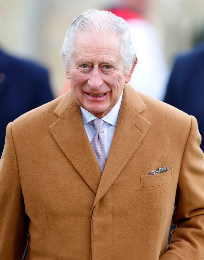 King Charles debuted the special tie last year as he attended the Epiphany service at the church of St Lawrence, Castle Rising near the Sandringham Estate on January 8, 2023 