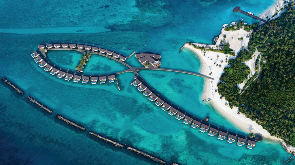 Atmosphere Kanifushi Maldives - aerial view of water villas