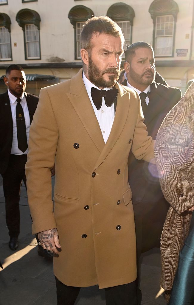 David Beckham arrives for the Olympian Adam Peaty's wedding to Holly Ramsay at Bath Abbey in Bath