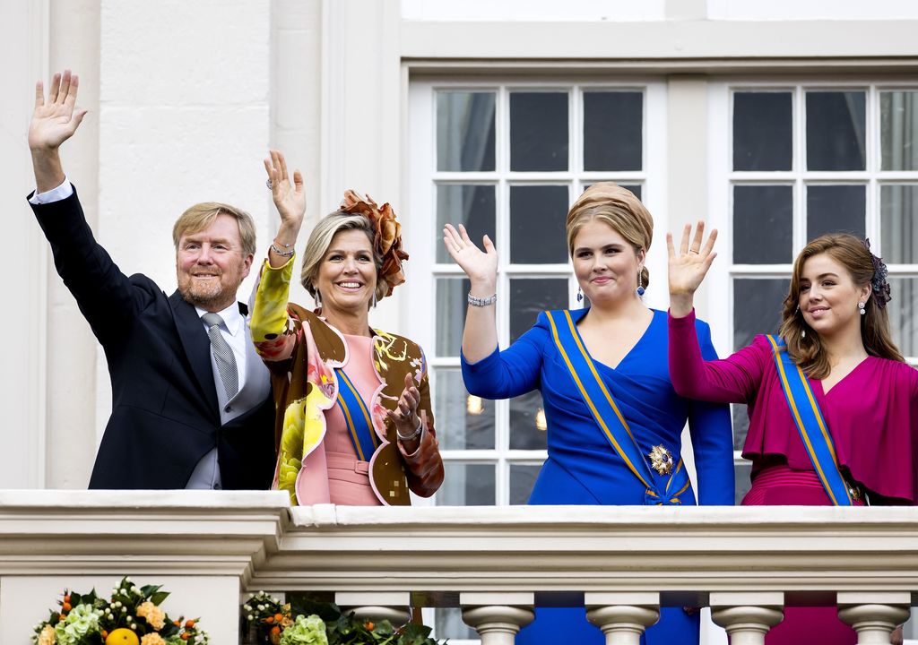 Dutch royals on the balcony at Noordeinde Palace on Prince's Day