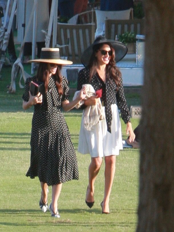 Meghan, Duchess of Sussex with a girlfriend at Prince Harry's polo match in Carpenteria, California