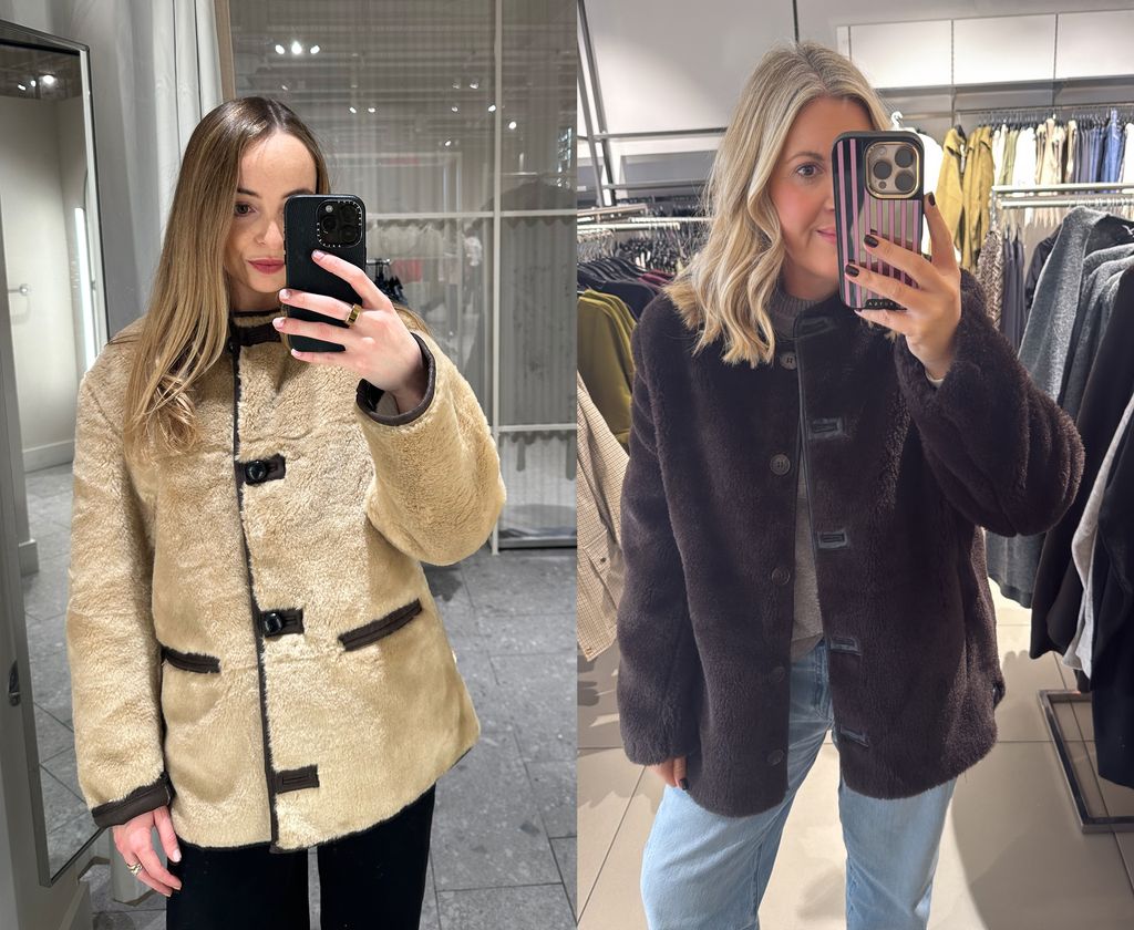 HELLO!'s Hollie Brotherton and Leanne Bayley wear H&M's faux shearling coats