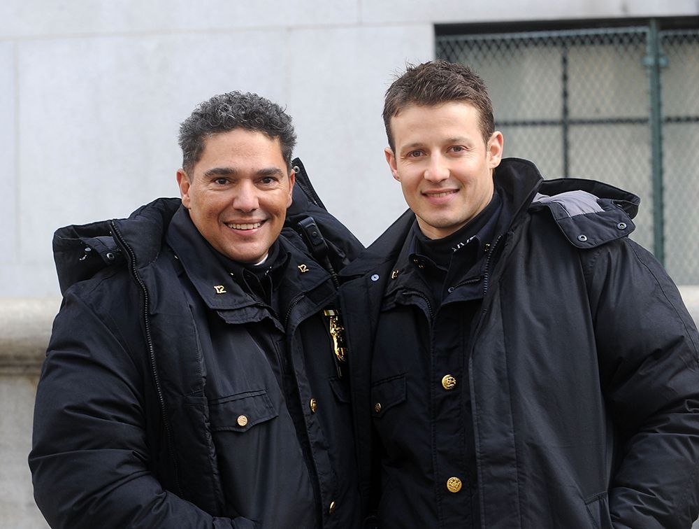 Nicholas Turturro and Will Estes on the set of Blue Bloods