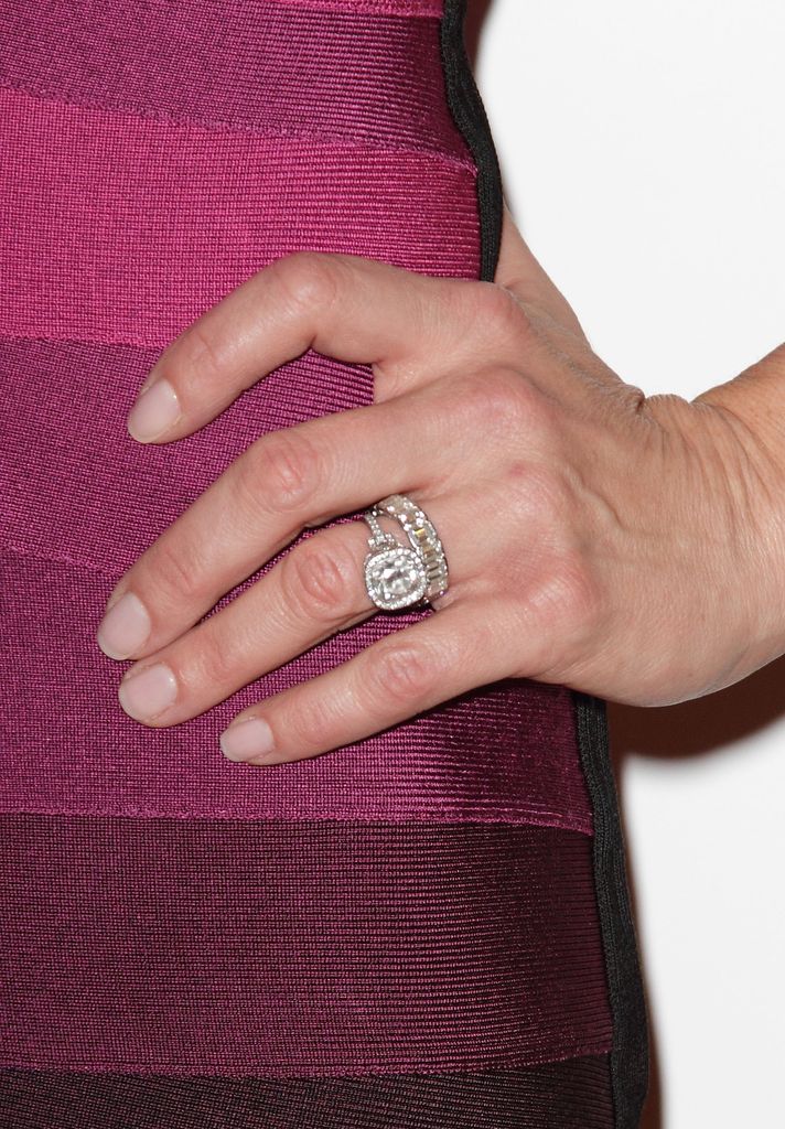 Brooke Shields's hand with diamond rings