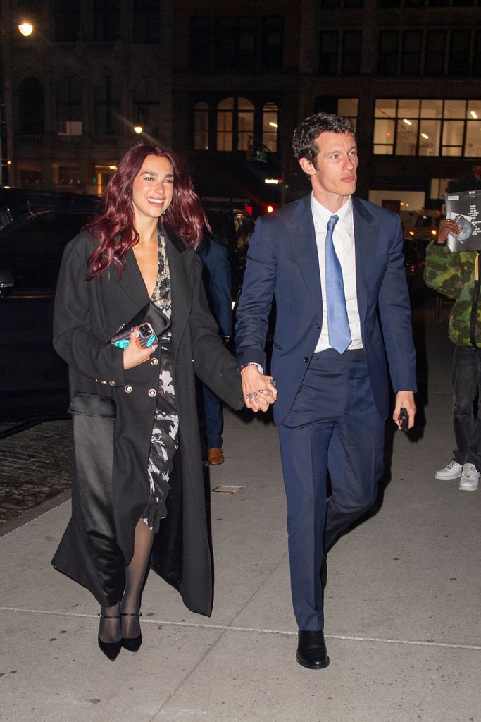 Dua Lipa and Callum Turner are seen going to dinner on April 26, 2024 in Manhattan, New York. (Photo by MEGA/GC Images)