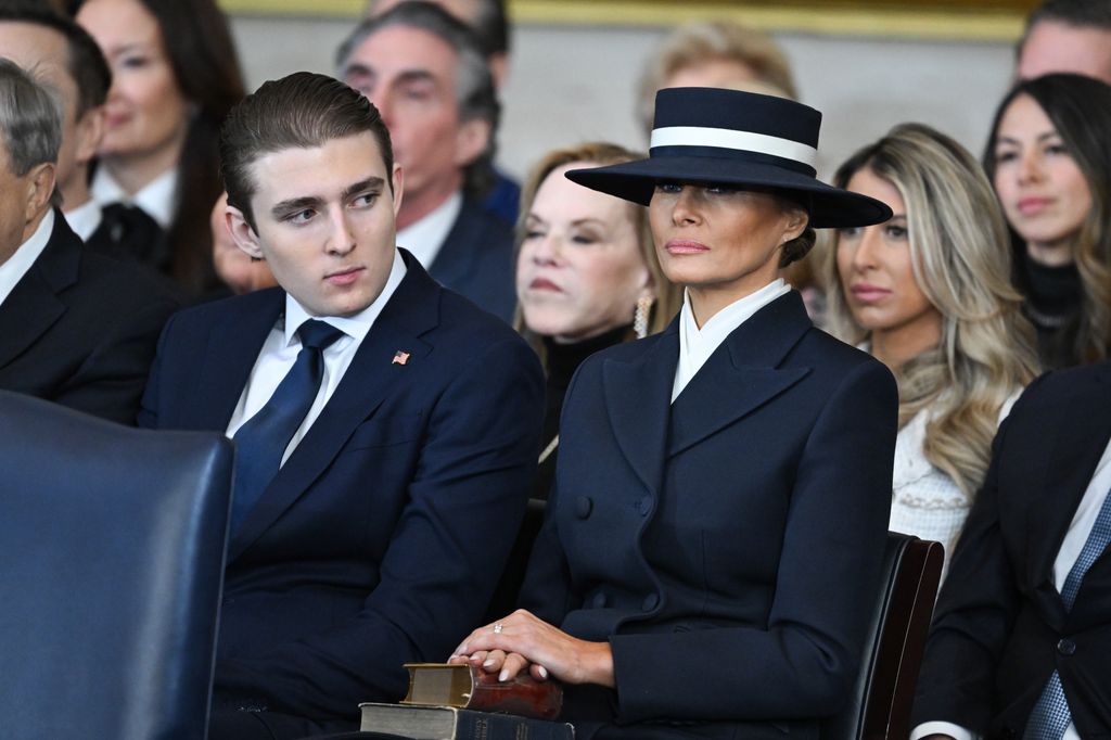 Barron Trump and first lady Melania Trump at POTUS inauguration