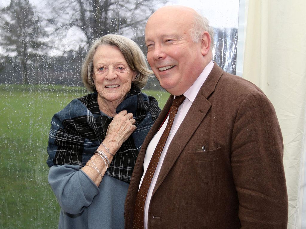 Julian Fellowes and Maggie Smith pose together