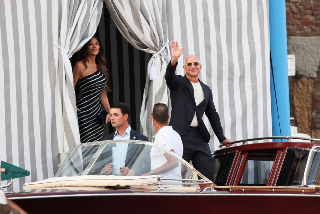 Jeff Bezos and Lauren Sanchez are seen on June 25, 2025 in Venice, Italy ahead of their wedding