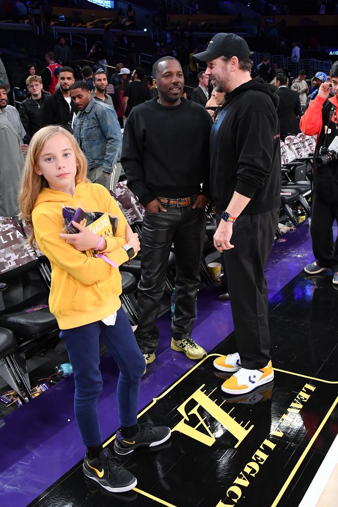 jason sudeikis and son otis courtside lakers vs magic