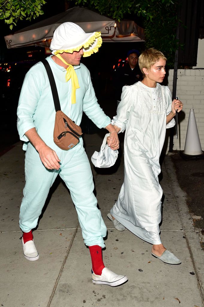 Channing Tatum and Zoë Kravitz are seen arriving at Kendall Jenner's Halloween party on October 28, 2023 in Los Angeles, California