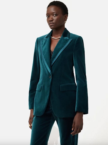 Teal velvet blazer 