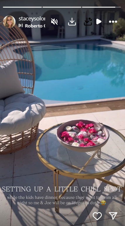chair and table by pool