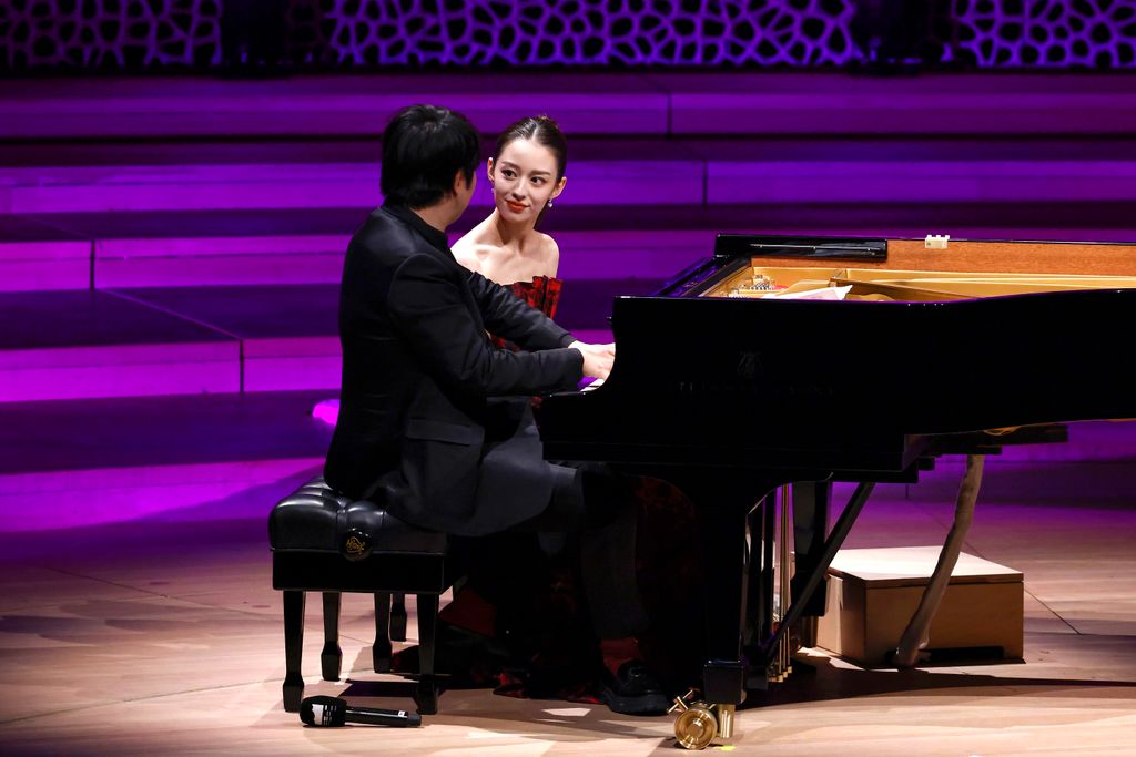 Lang Lang and Gina Alice Redlinger perform during the Steinway & Sons concert at Elbphilharmonie 
