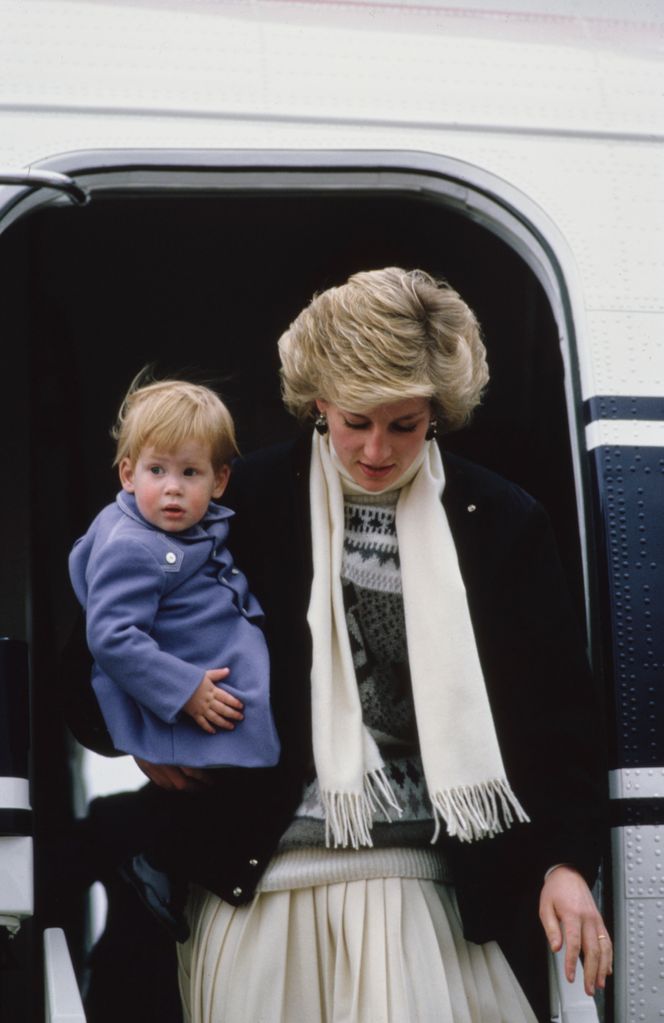 Princess Diana and Prince Harry arrive in Aberdeen, 1986