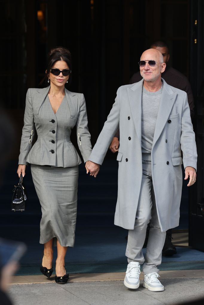 Jeff and Lauren leaving The Ritz during the Womenswear Spring Summer 2026 as part of Paris Fashion Week 