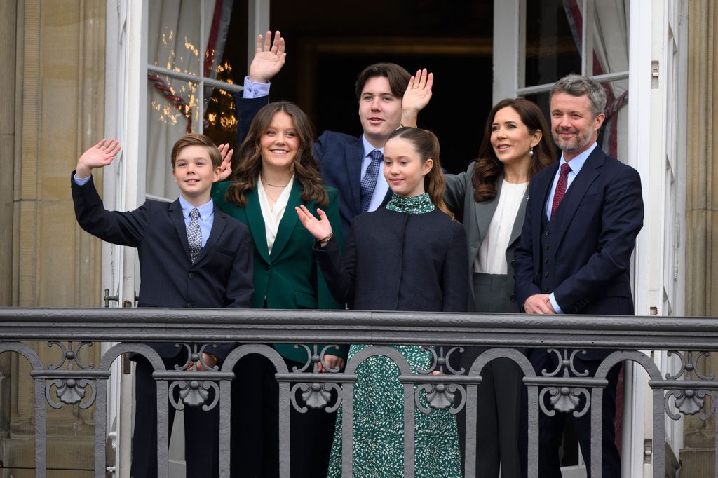 Prince Vincent, Princess Isabella, Prince Christian, Princess Josephine, Crown Princess Mary and Crown Prince Frederik Queen Margrethe II 83rd Birthday Appearance at Amalienborg Palace, Copenhagen, Denmark 