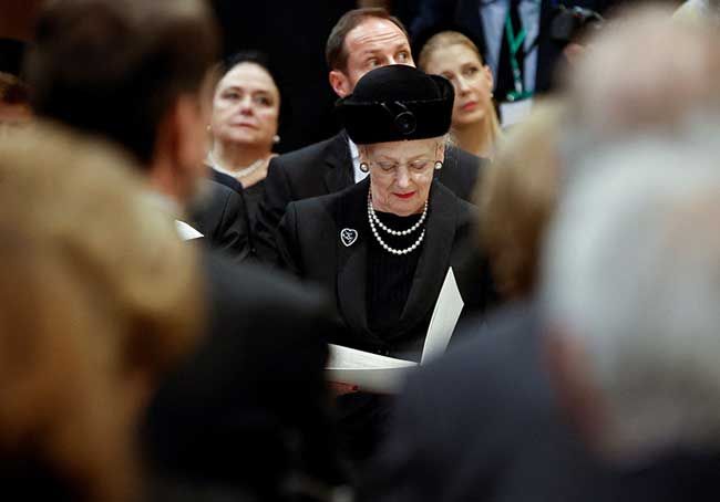 Queen Margrethe at King Constantines funeral