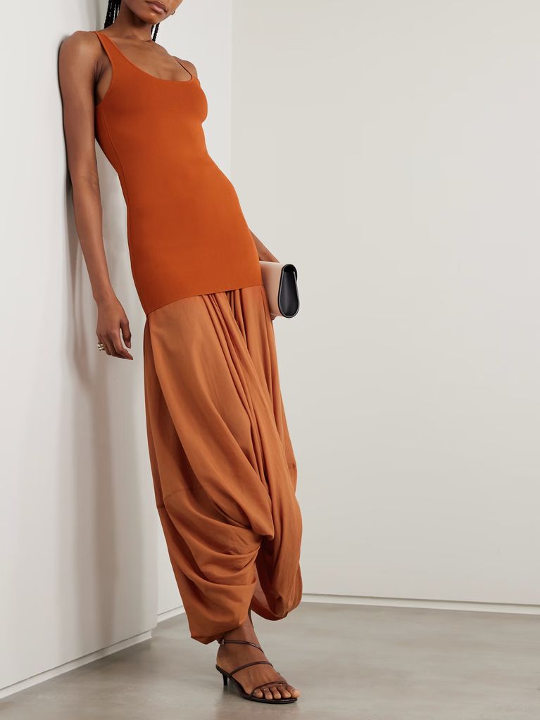 Cocoon draped voile and stretch-knit maxi dress by toteme