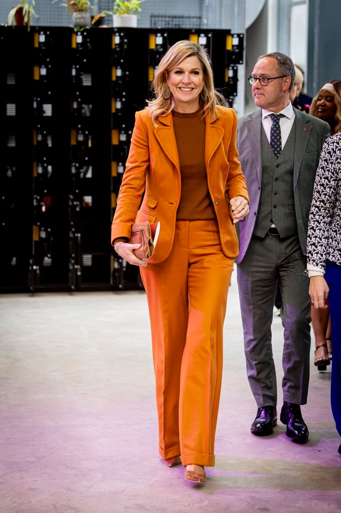 TILBURG, NETHERLANDS - FEBRUARY 3: Queen Maxima of The Netherlands visits the Leading Locals Network from Mind Us as honorary chair of the foundation on February 3, 2026 in Tilburg, Netherlands. Mind Us focus on mental health issues of young people. (Photo by Patrick van Katwijk/Getty Images)