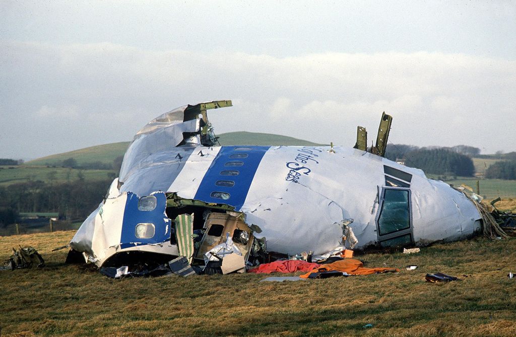 The Lockerbie disaster plane wreckage 