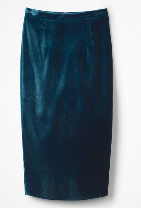 blue velvet skirt