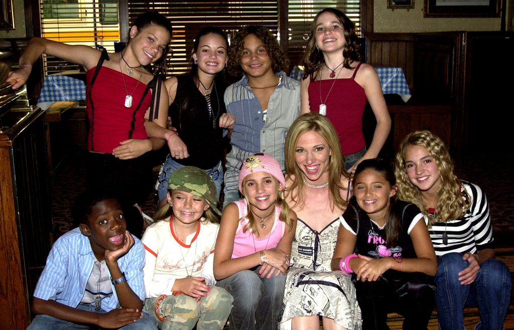 Deborah Gibson with the American Juniors including the "A.J. Five": *Chauncey Mathews, Morgan Burke, *Danielle White, *Lucy Hale, Jordan McCoy, Chantel Kohl, *Tori Thompson, *Taylor Thompson and Kaitlyn Tarver. *= "A.J. Five" (Photo by Mike Guastella/WireImage)