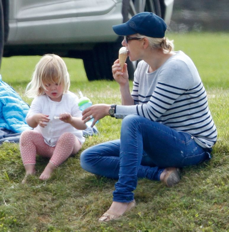 Zara Tindall and daughter Mia Tindall eat ice-cream