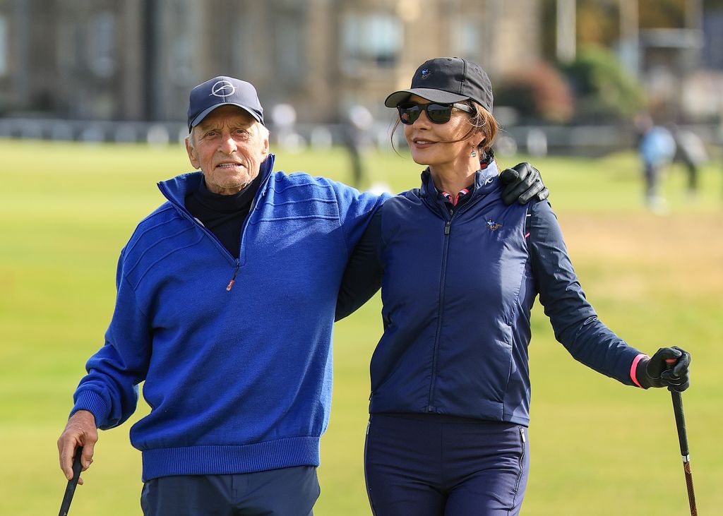 Catherine zeta-jones and Michael douglas golfing scotland