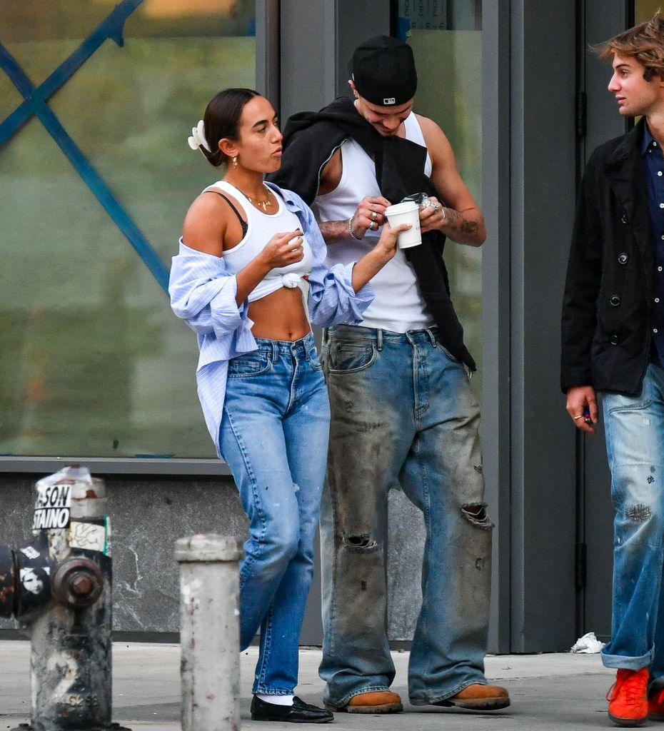 Romeo Beckham and Gray Sorrenti walking