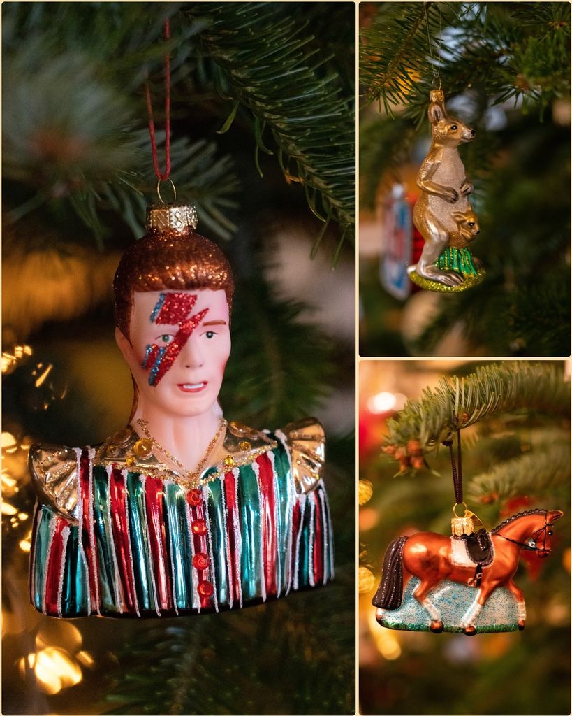 The ornaments feature Ziggy Stardust, a kangaroo and a horse