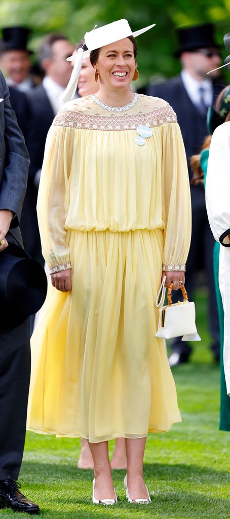 Princess Nina of Greece wearing lemon dress at Royal Ascot